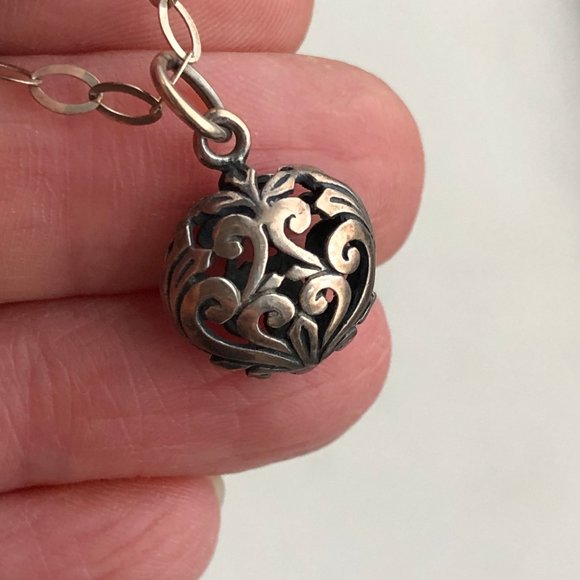 Sterling Silver Necklace with Ornate Pendant 925 - Picture 8 of 12